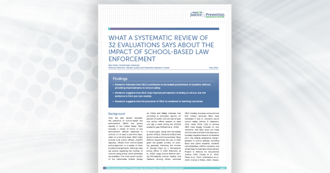 What a systemic review of 32 evaluations says about the impact of school-based law enforcement